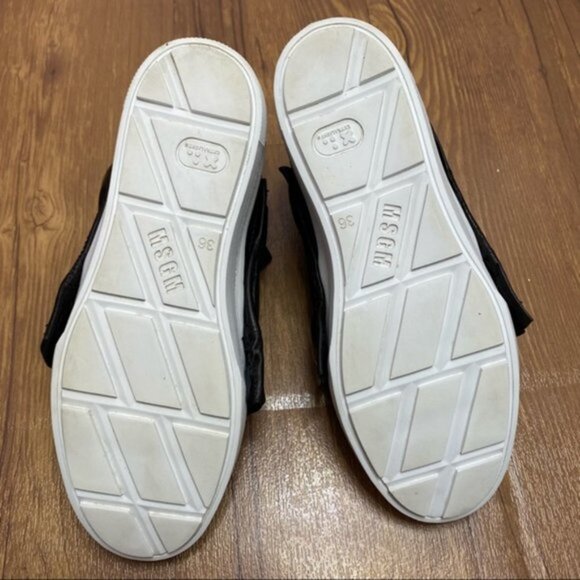 MSGM Leather Black Ruffle Slip On Sneaker Women Size 36 - Picture 7 of 9